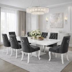 Krzesło Chesterfield DELUXE KR-35 Tkanina Piano 15 Ciemny szary